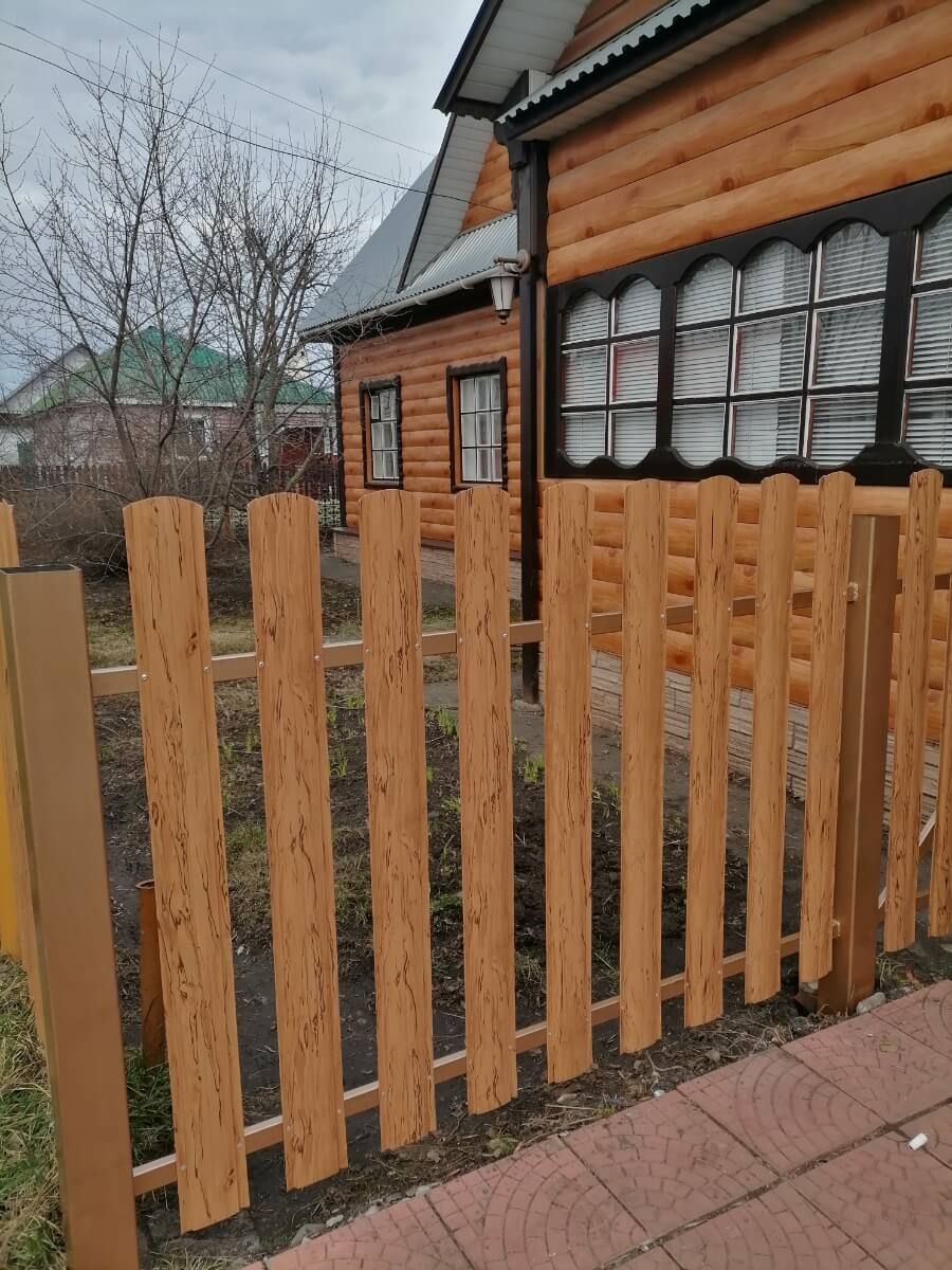 Забор из металлического штакетника 19м Кипарис 2xPrintech двусторонний в Бежецке