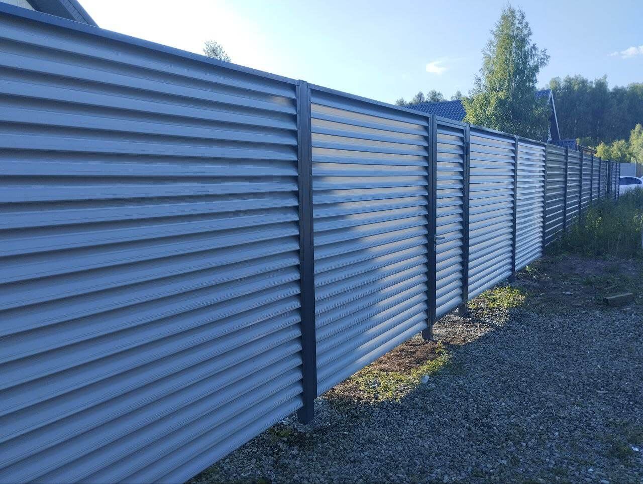 Забор из ламелей еврожалюзи 20м RAL7004 Серый в Бежецке