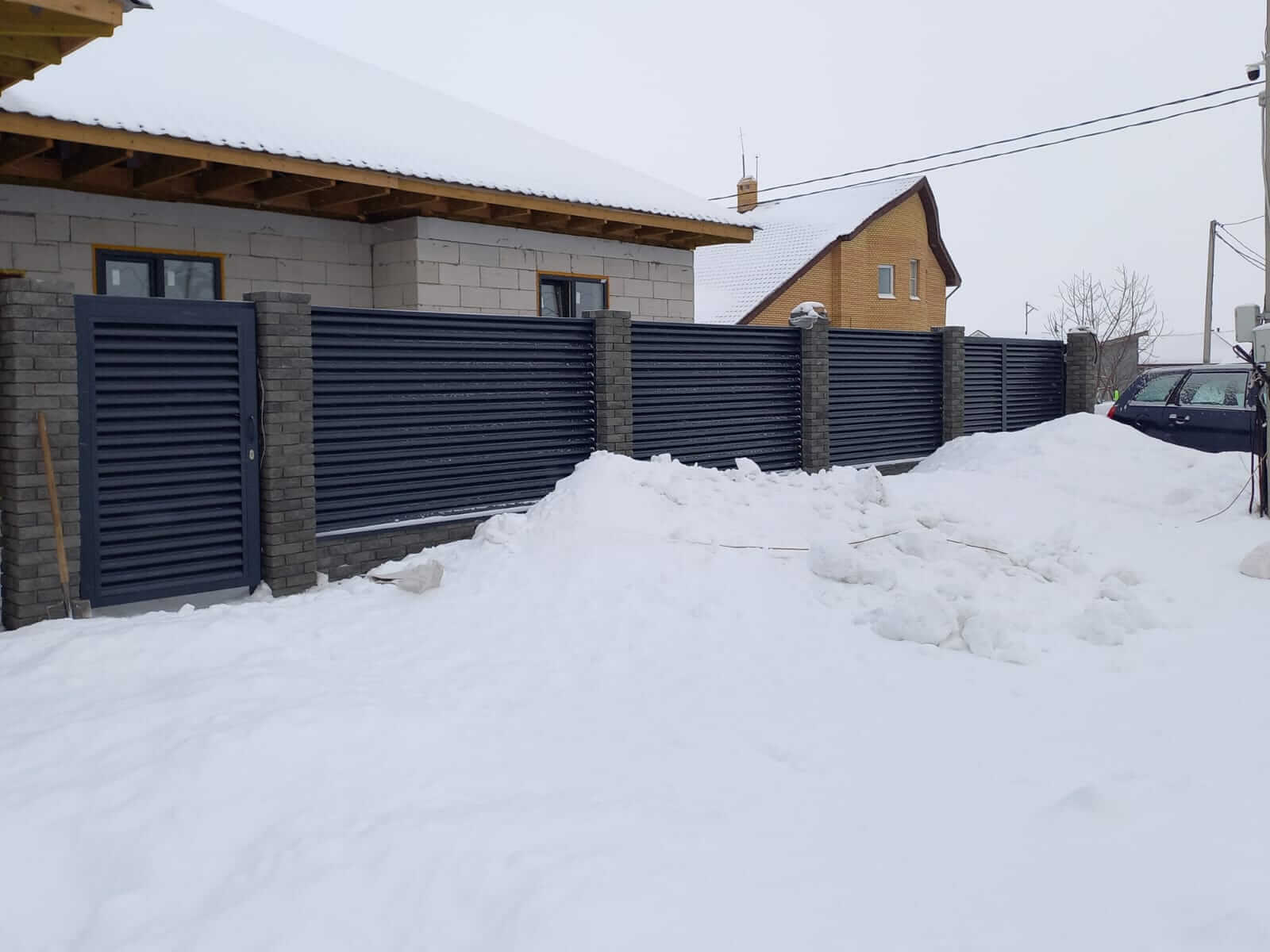 Забор из ламелей еврожалюзи 41м RAL7024/7024 Серый Графит двусторонний в Бежецке