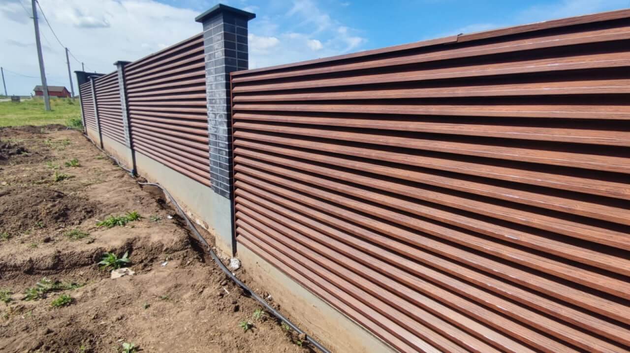 Забор-жалюзи из ламелей 54м ЭКО-Z Античный Дуб (SteelArt) в Бежецке